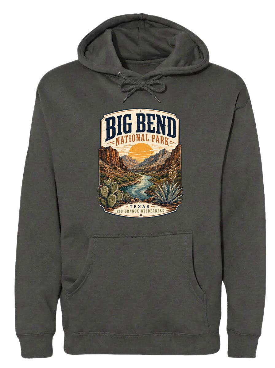ADULT Big Bend National Park Badge Chest Logo T Shirt | Hoodie | Long Sleeve | Sweatshirt | Crew Neck | Tank Top 1 Fiesta Doodle waterproof vinyl sticker. dishwasher safe outdoor sticker.