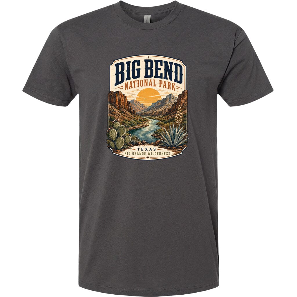 ADULT Big Bend National Park Badge Chest Logo T Shirt | Hoodie | Long Sleeve | Sweatshirt | Crew Neck | Tank Top 1 Fiesta Doodle waterproof vinyl sticker. dishwasher safe outdoor sticker.