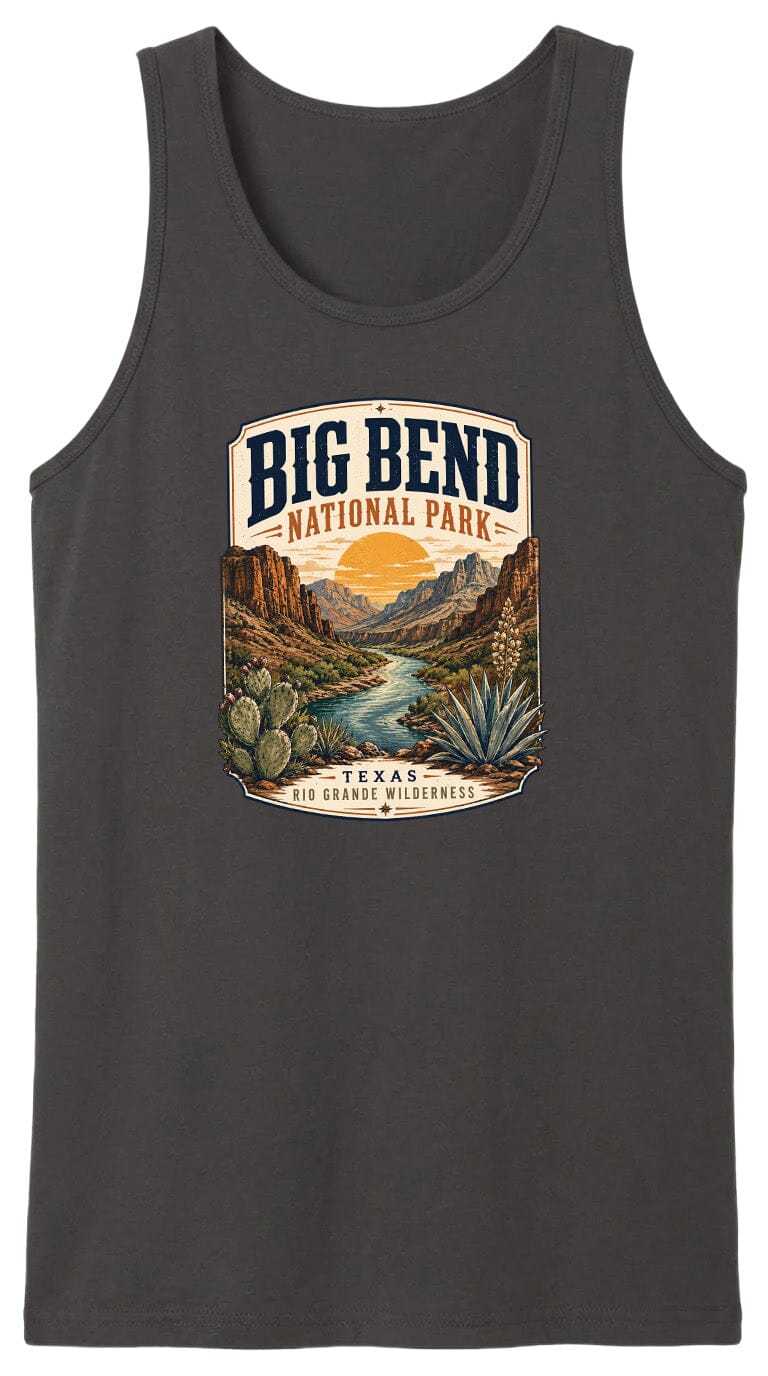 ADULT Big Bend National Park Badge Chest Logo T Shirt | Hoodie | Long Sleeve | Sweatshirt | Crew Neck | Tank Top 1 Fiesta Doodle waterproof vinyl sticker. dishwasher safe outdoor sticker.