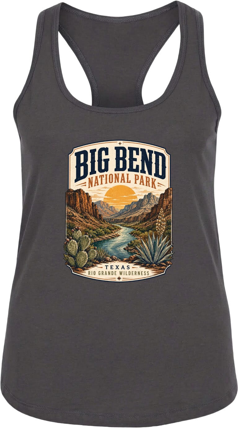 ADULT Big Bend National Park Badge Chest Logo T Shirt | Hoodie | Long Sleeve | Sweatshirt | Crew Neck | Tank Top 1 Fiesta Doodle waterproof vinyl sticker. dishwasher safe outdoor sticker.