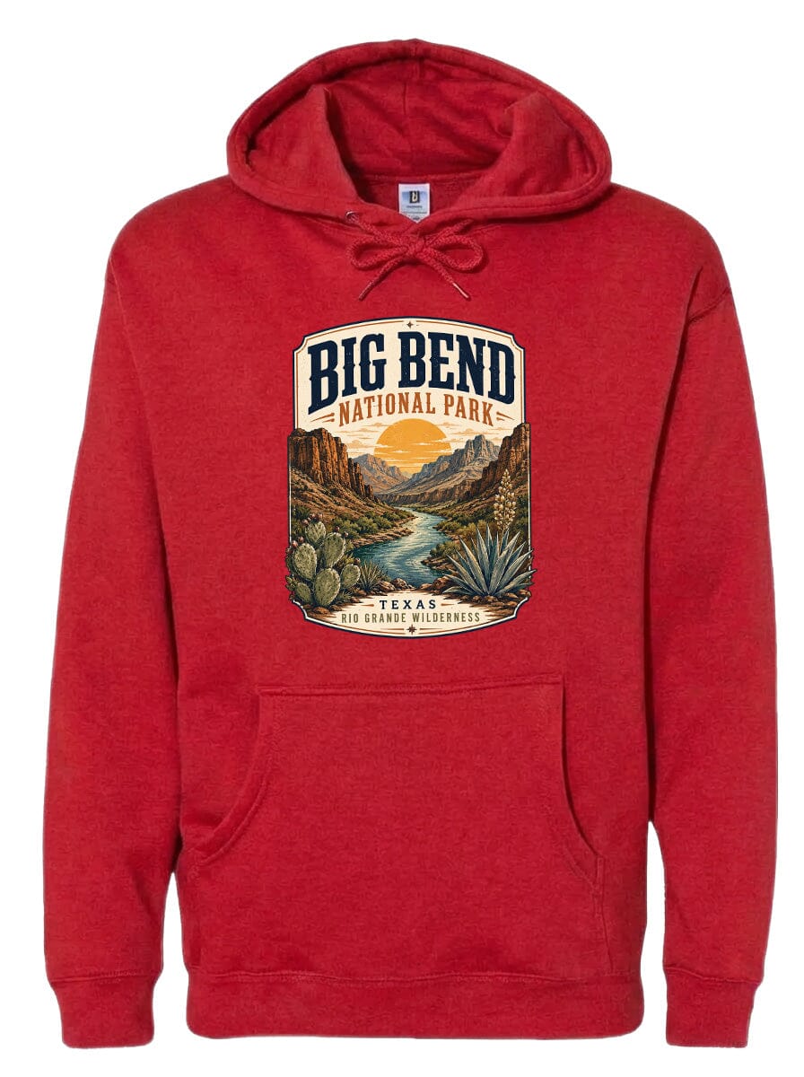 ADULT Big Bend National Park Badge Chest Logo T Shirt | Hoodie | Long Sleeve | Sweatshirt | Crew Neck | Tank Top 1 Fiesta Doodle waterproof vinyl sticker. dishwasher safe outdoor sticker.