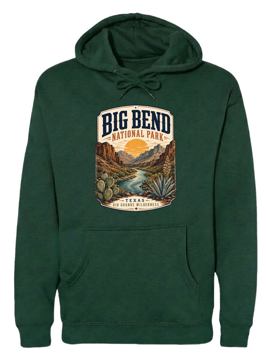 ADULT Big Bend National Park Badge Chest Logo T Shirt | Hoodie | Long Sleeve | Sweatshirt | Crew Neck | Tank Top 1 Fiesta Doodle waterproof vinyl sticker. dishwasher safe outdoor sticker.