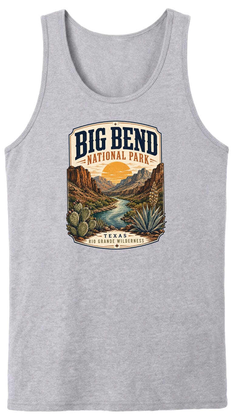 ADULT Big Bend National Park Badge Chest Logo T Shirt | Hoodie | Long Sleeve | Sweatshirt | Crew Neck | Tank Top 1 Fiesta Doodle waterproof vinyl sticker. dishwasher safe outdoor sticker.