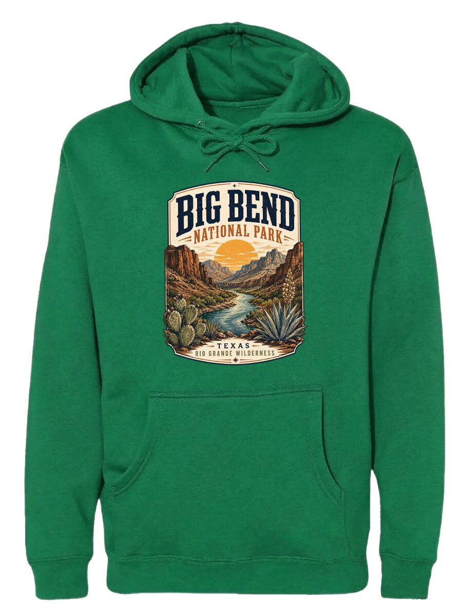 ADULT Big Bend National Park Badge Chest Logo T Shirt | Hoodie | Long Sleeve | Sweatshirt | Crew Neck | Tank Top 1 Fiesta Doodle waterproof vinyl sticker. dishwasher safe outdoor sticker.