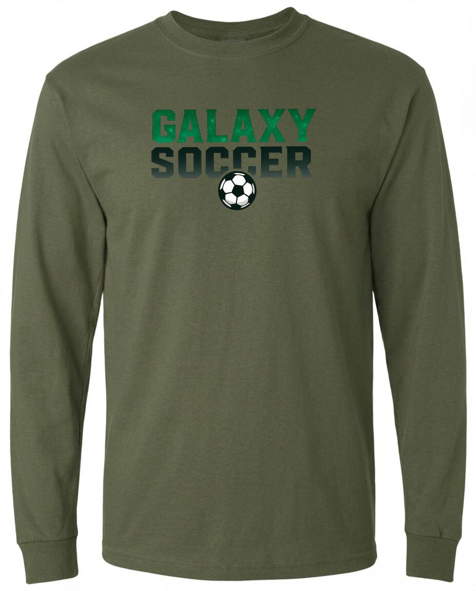 Adult Cosmic Galaxy Soccer Chest T Shirt | Hoodie | Long Sleeve | Sweatshirt | Crew Neck Fiesta Doodle waterproof vinyl sticker. dishwasher safe outdoor sticker.