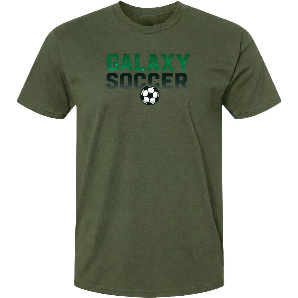 Adult Cosmic Galaxy Soccer Chest T Shirt | Hoodie | Long Sleeve | Sweatshirt | Crew Neck Fiesta Doodle T Shirt XS Military Green waterproof vinyl sticker. dishwasher safe outdoor sticker.