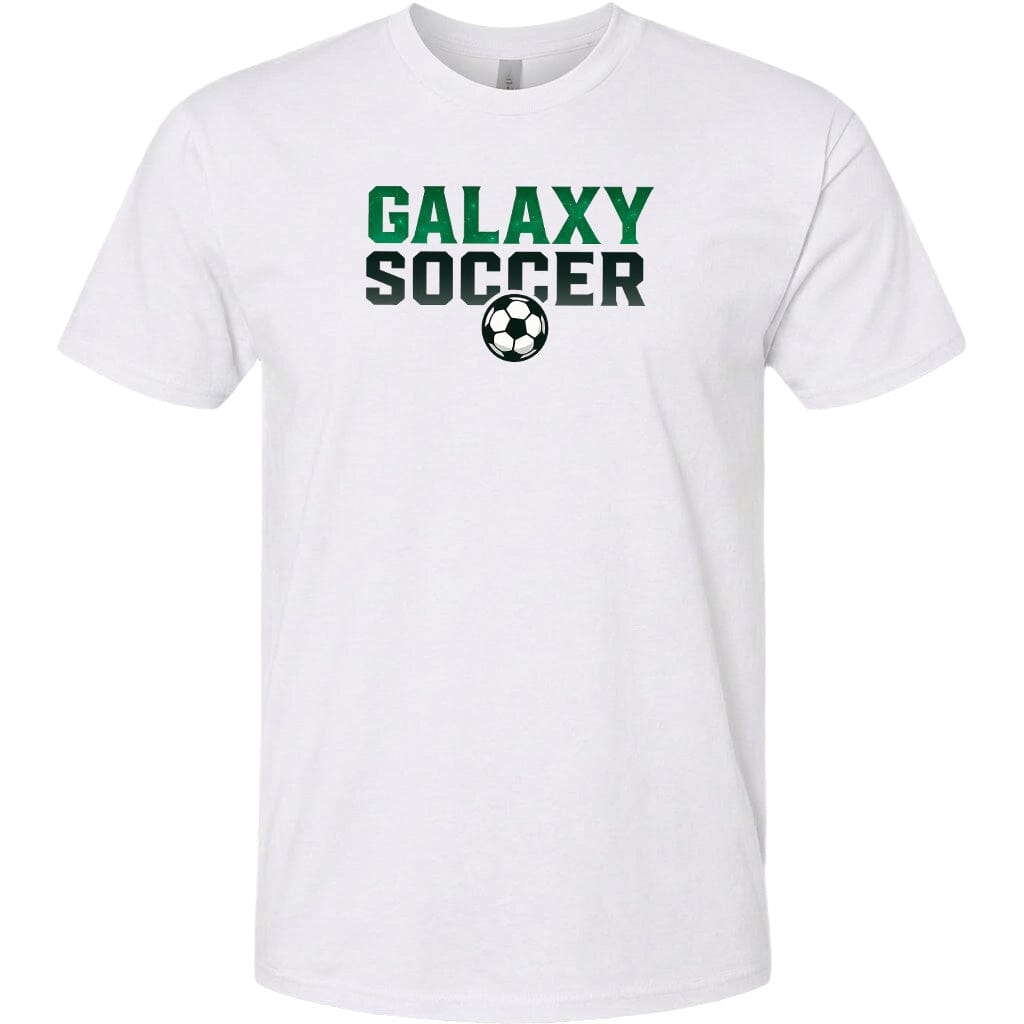 Adult Cosmic Galaxy Soccer Chest T Shirt | Hoodie | Long Sleeve | Sweatshirt | Crew Neck Fiesta Doodle T Shirt XS White waterproof vinyl sticker. dishwasher safe outdoor sticker.