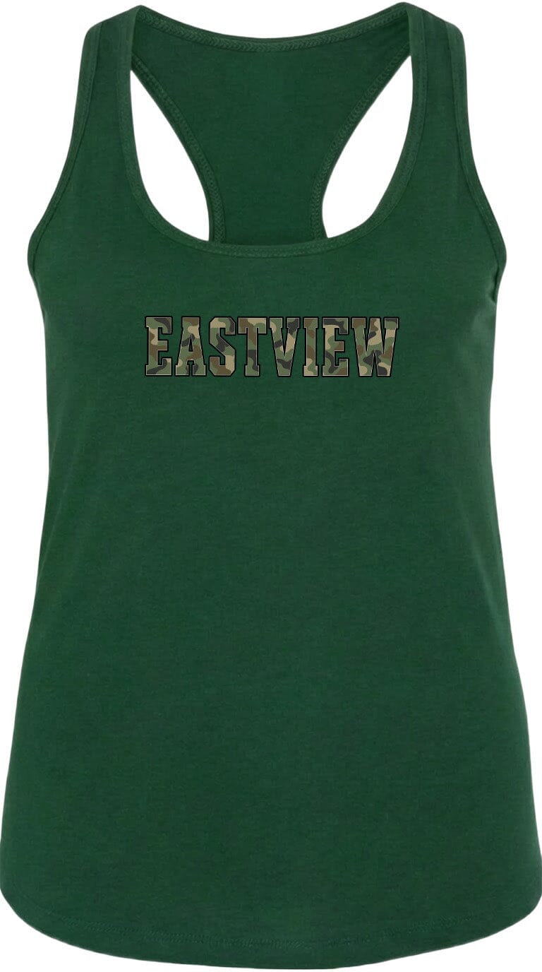 A green tank top with the word "EASTVIEW" printed on it.