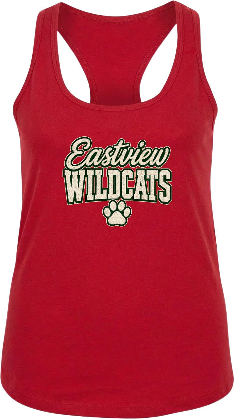 A red tank top with the text "Eastview Wildcats" printed on it.