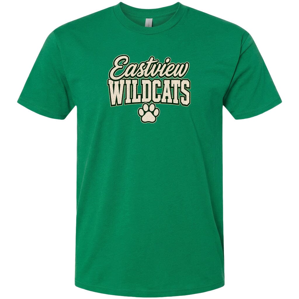 A green t-shirt with the text "Eastview Wildcats" printed on it.