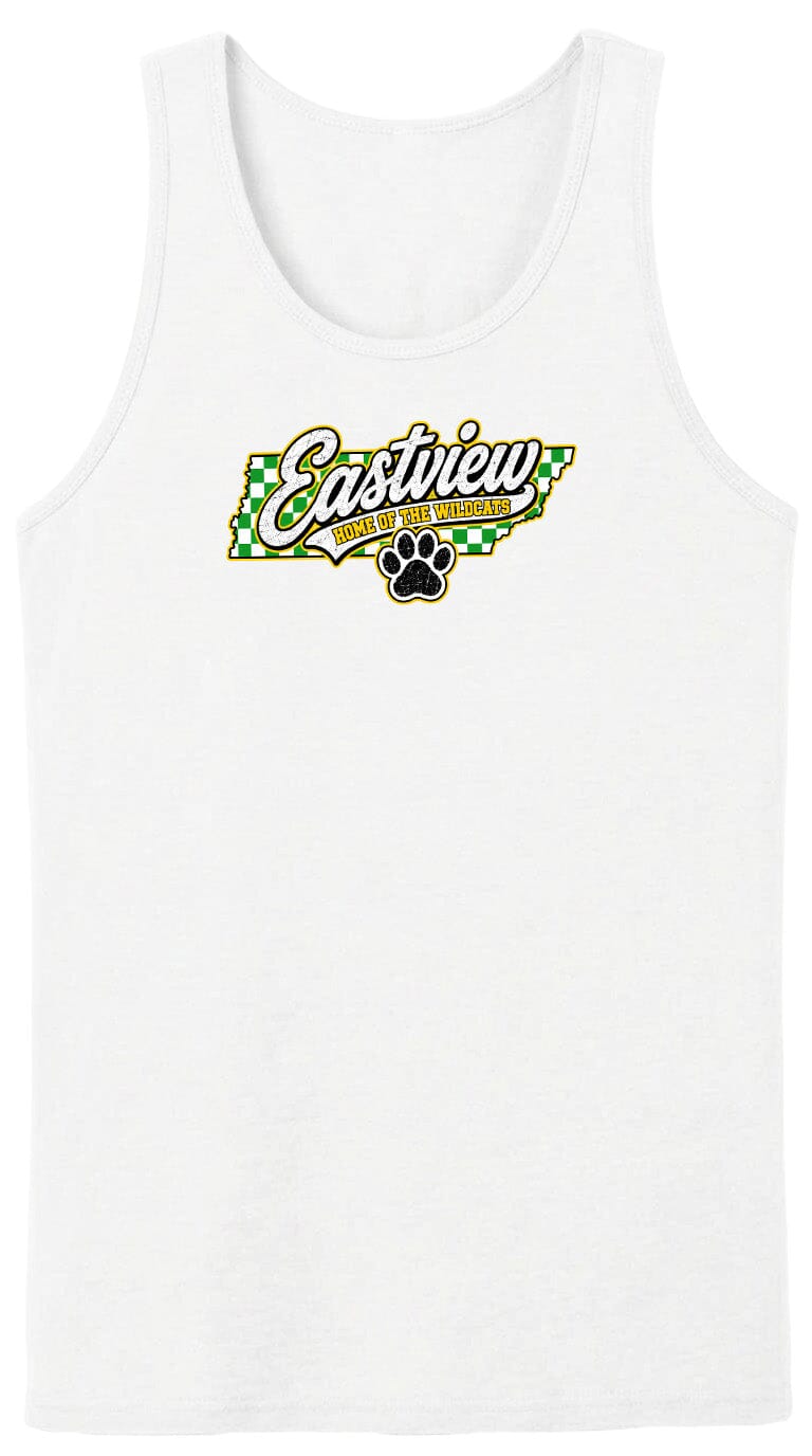 ADULT Eastview Home of the Wildcats Chest Logo T Shirt | Hoodie | Long Sleeve | Sweatshirt | Crew Neck | Tank Top 1 Fiesta Doodle S Men's Tank Top White waterproof vinyl sticker. dishwasher safe outdoor sticker.