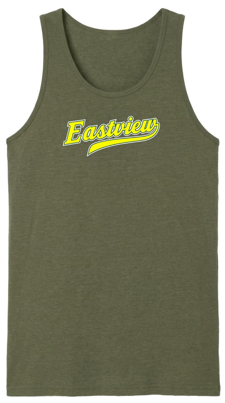 A green tank top with the word "Eastview" printed in yellow on it.