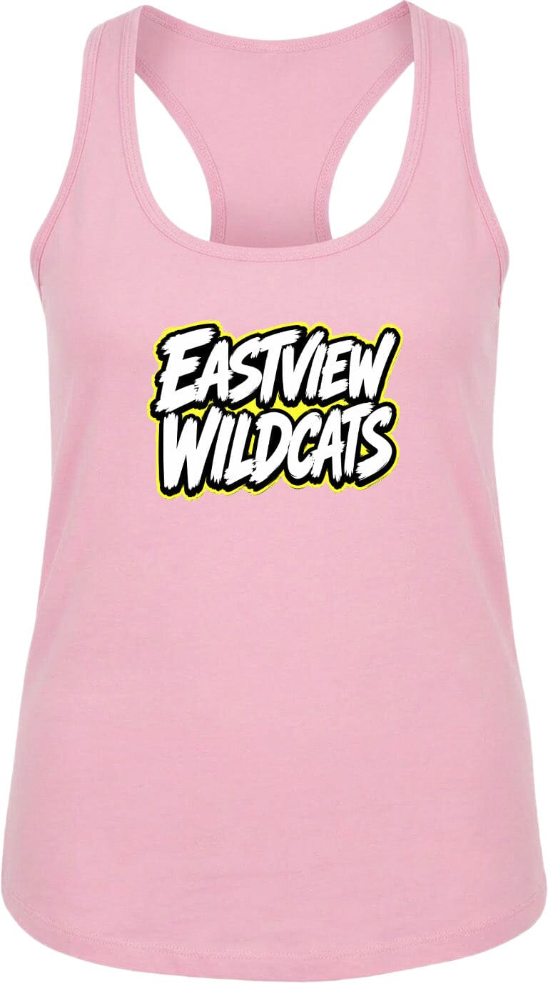 A pink tank top with the text "EASTVIEW WILDCATS" printed on it.