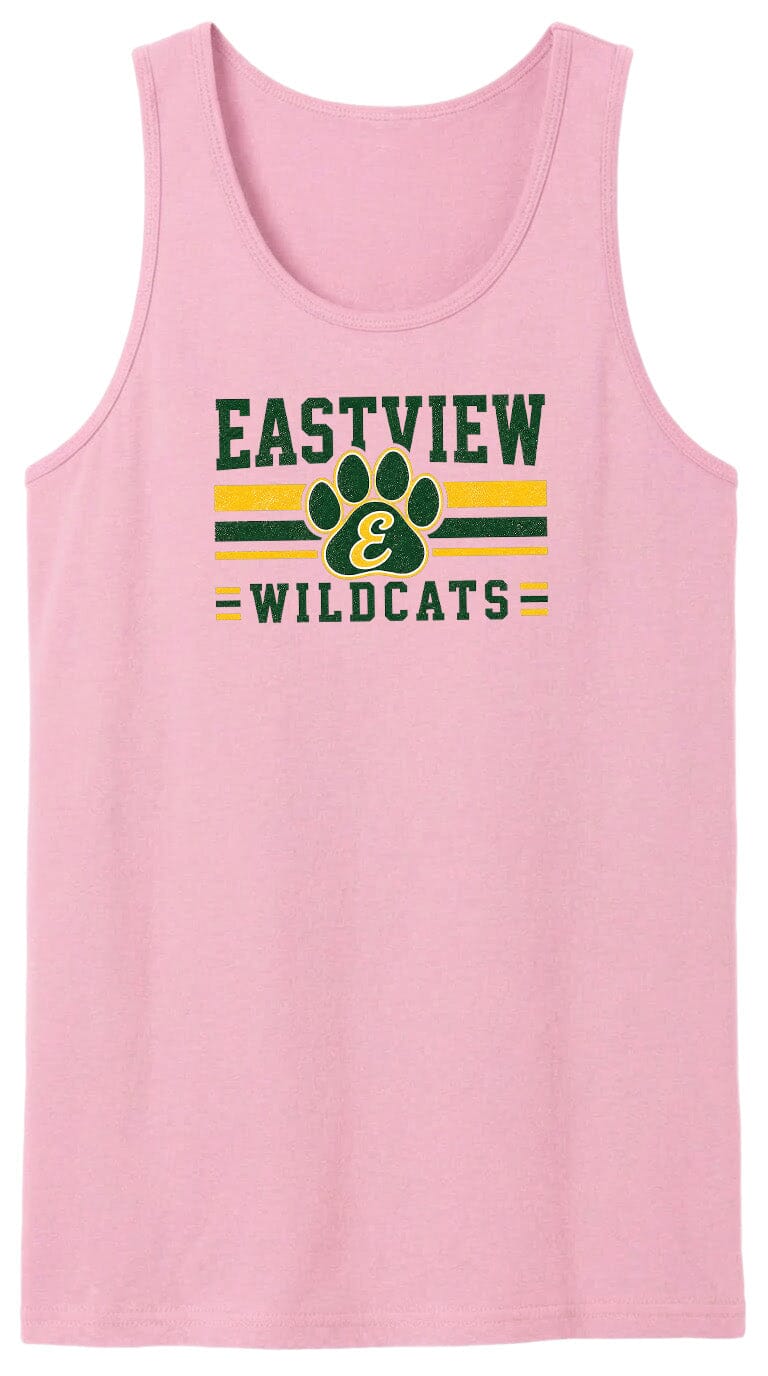 A pink tank top with the text "EASTVIEW WILDCATS" printed on it.