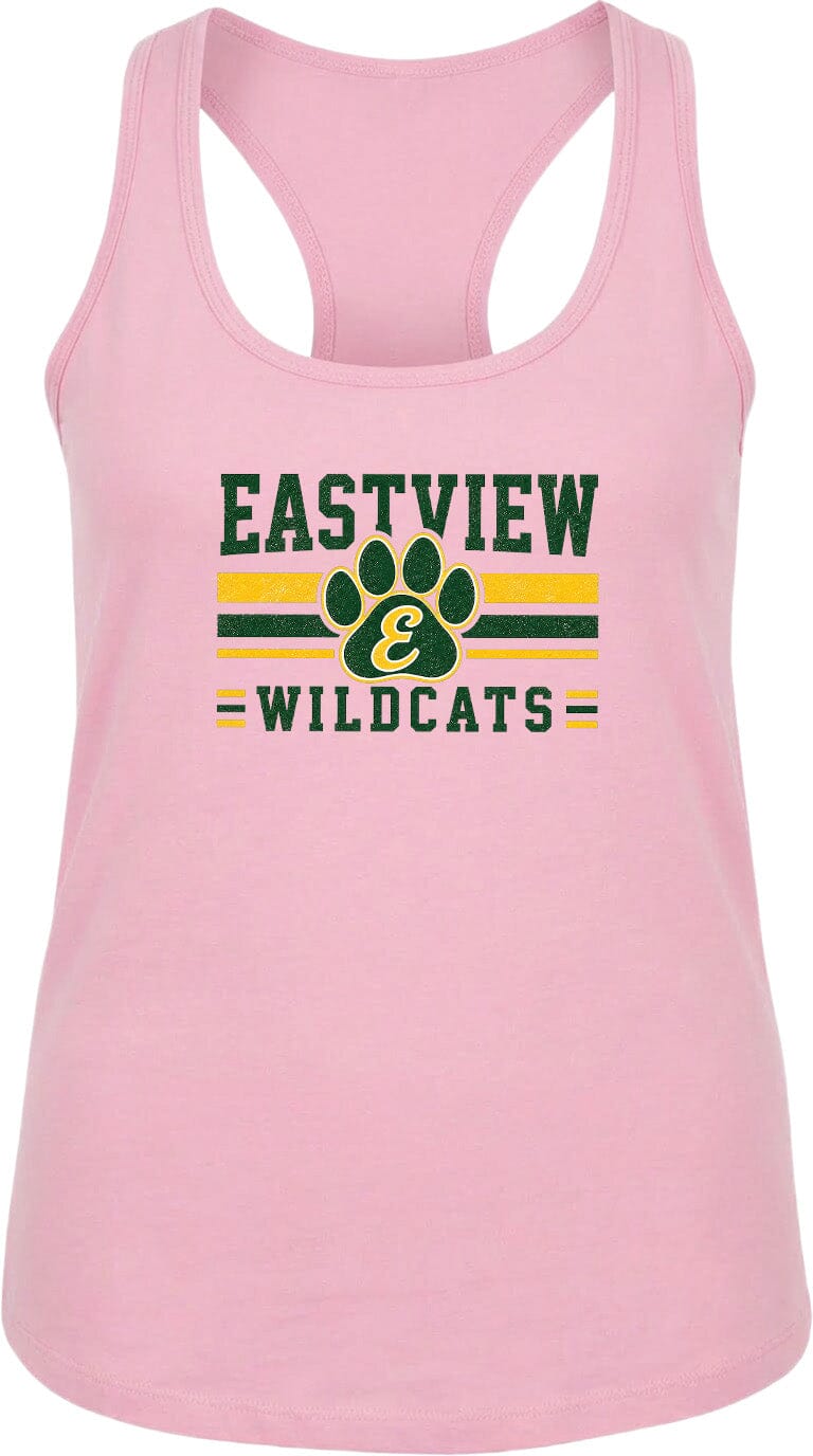 A pink tank top with the text "EASTVIEW WILDCATS" printed on it.