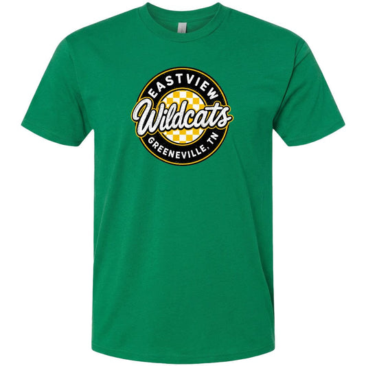 A green t-shirt with a circular logo that says "EASTVIEW Wildcats Greeneville, TN".
