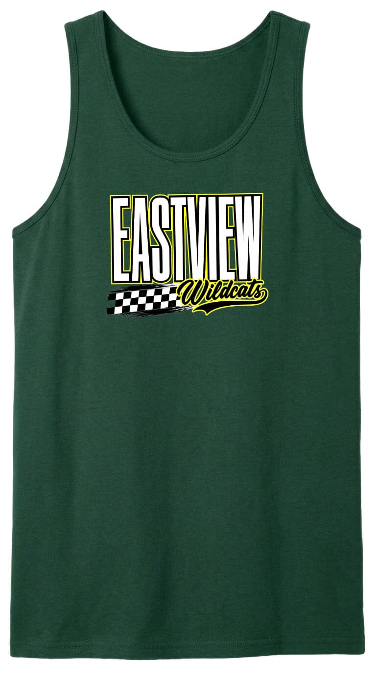 A green tank top with a logo that says "EASTVIEW Wildcats".