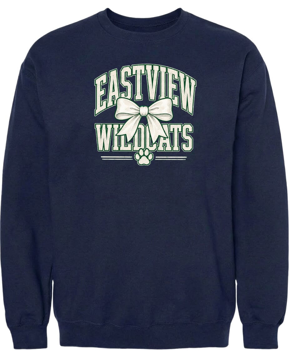 A navy blue sweatshirt with the text "EASTVIEW WILDLOTS" printed on it.