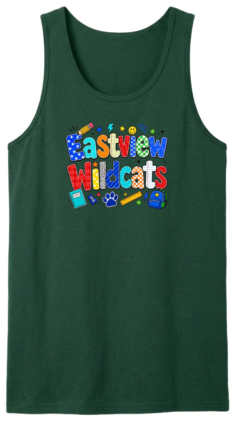 A green tank top with the text "Eastview Wildcats" printed on it.