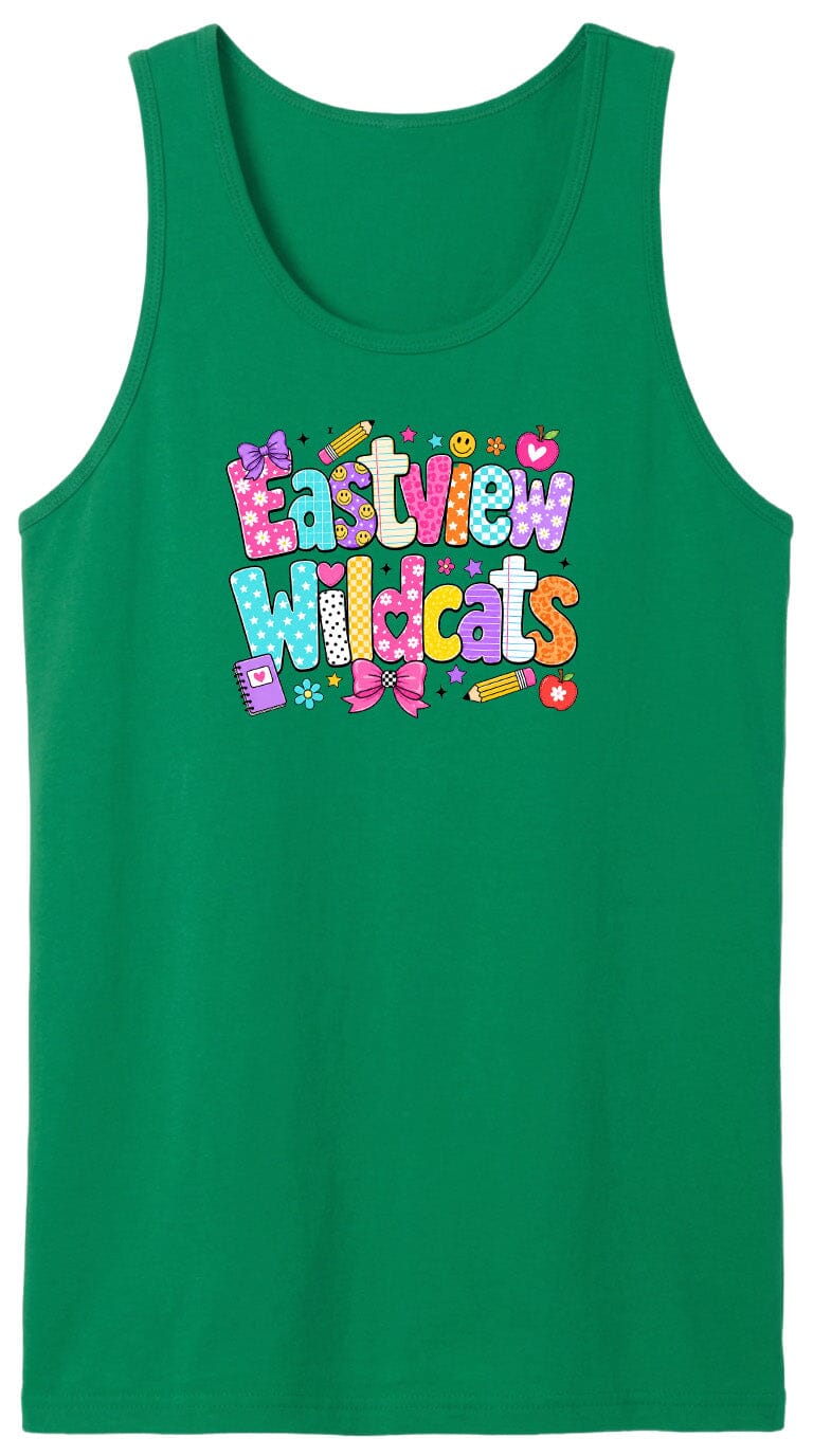A green tank top with the text "Eastview Wildcats" printed on it.