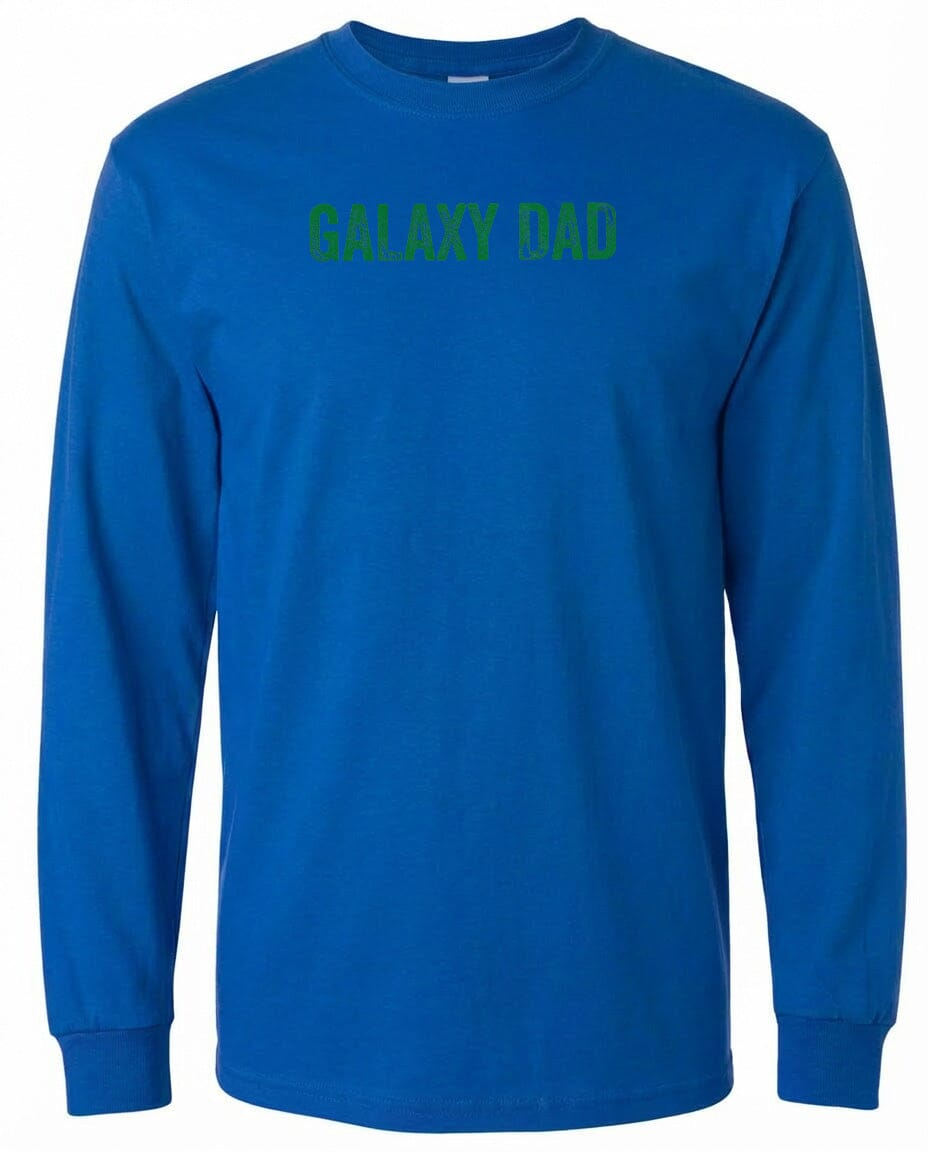 Adult Galaxy Dad Chest Logo T Shirt | Hoodie | Long Sleeve | Sweatshirt | Crew Neck | Tank Top Fiesta Doodle waterproof vinyl sticker. dishwasher safe outdoor sticker.