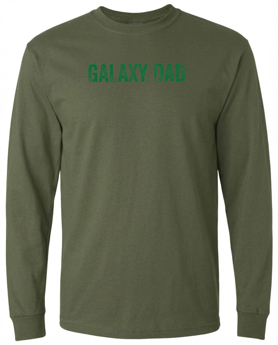 Adult Galaxy Dad Chest Logo T Shirt | Hoodie | Long Sleeve | Sweatshirt | Crew Neck | Tank Top Fiesta Doodle waterproof vinyl sticker. dishwasher safe outdoor sticker.