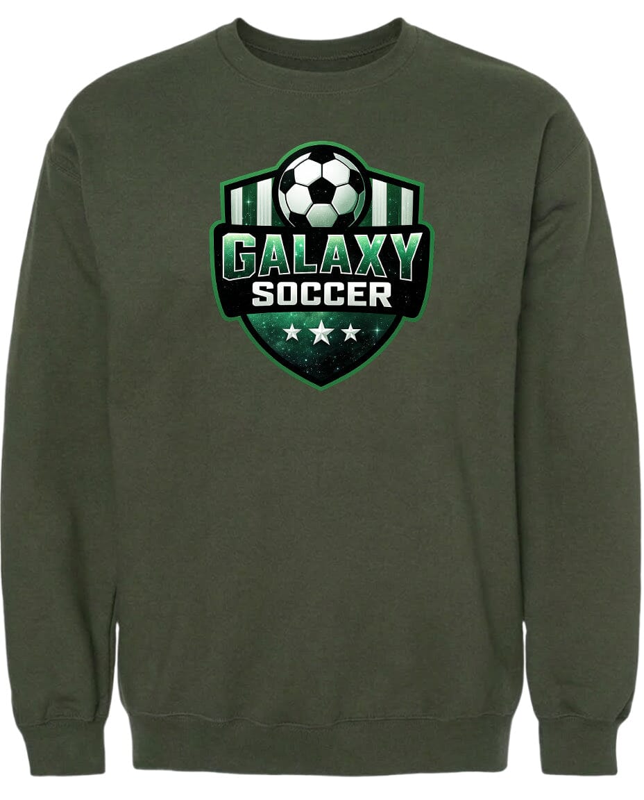Adult Glittery Galaxy Crest Soccer Chest Logo T Shirt | Hoodie | Long Sleeve | Sweatshirt | Crew Neck | Tank Top Fiesta Doodle waterproof vinyl sticker. dishwasher safe outdoor sticker.