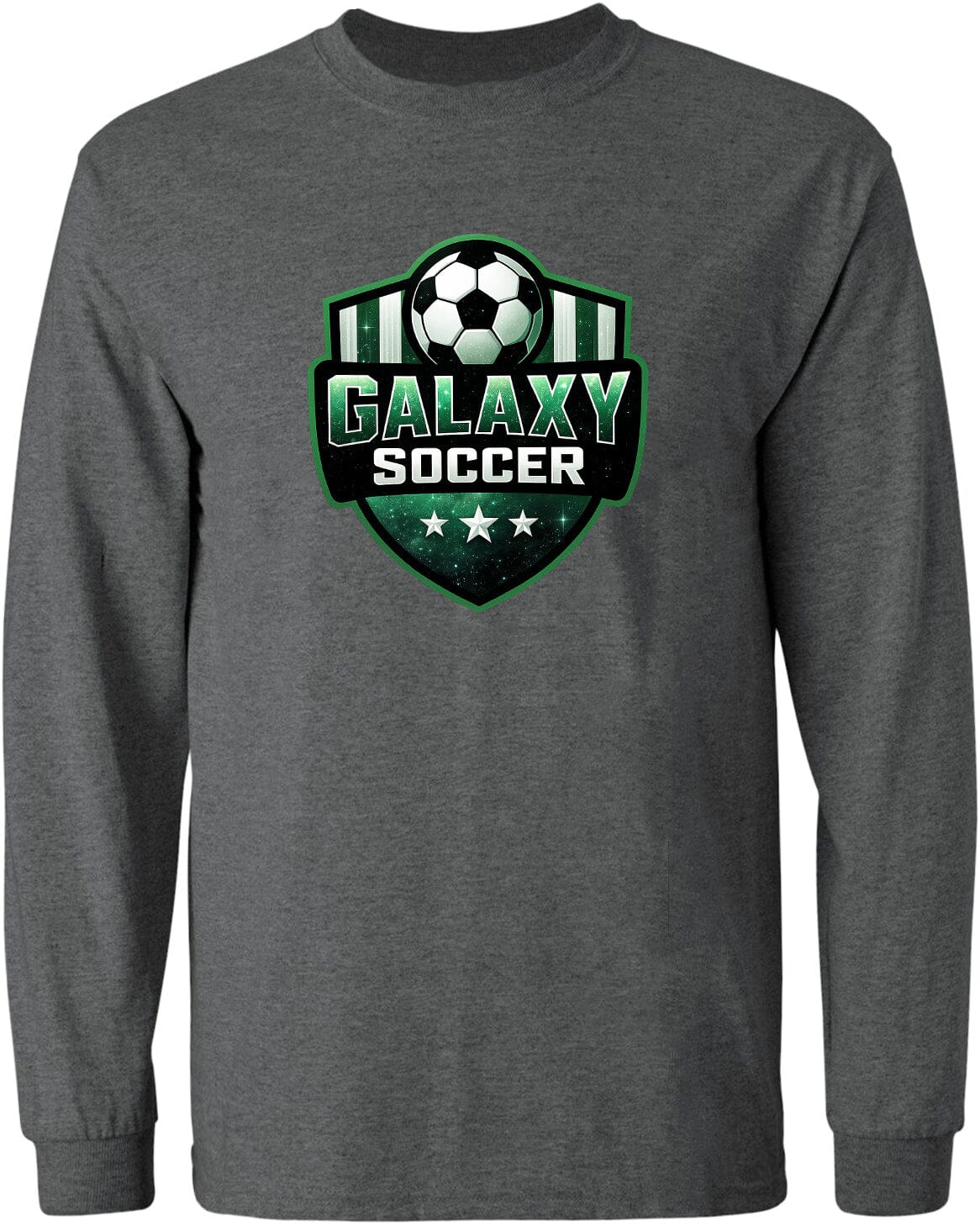 Adult Glittery Galaxy Crest Soccer Chest Logo T Shirt | Hoodie | Long Sleeve | Sweatshirt | Crew Neck | Tank Top Fiesta Doodle waterproof vinyl sticker. dishwasher safe outdoor sticker.