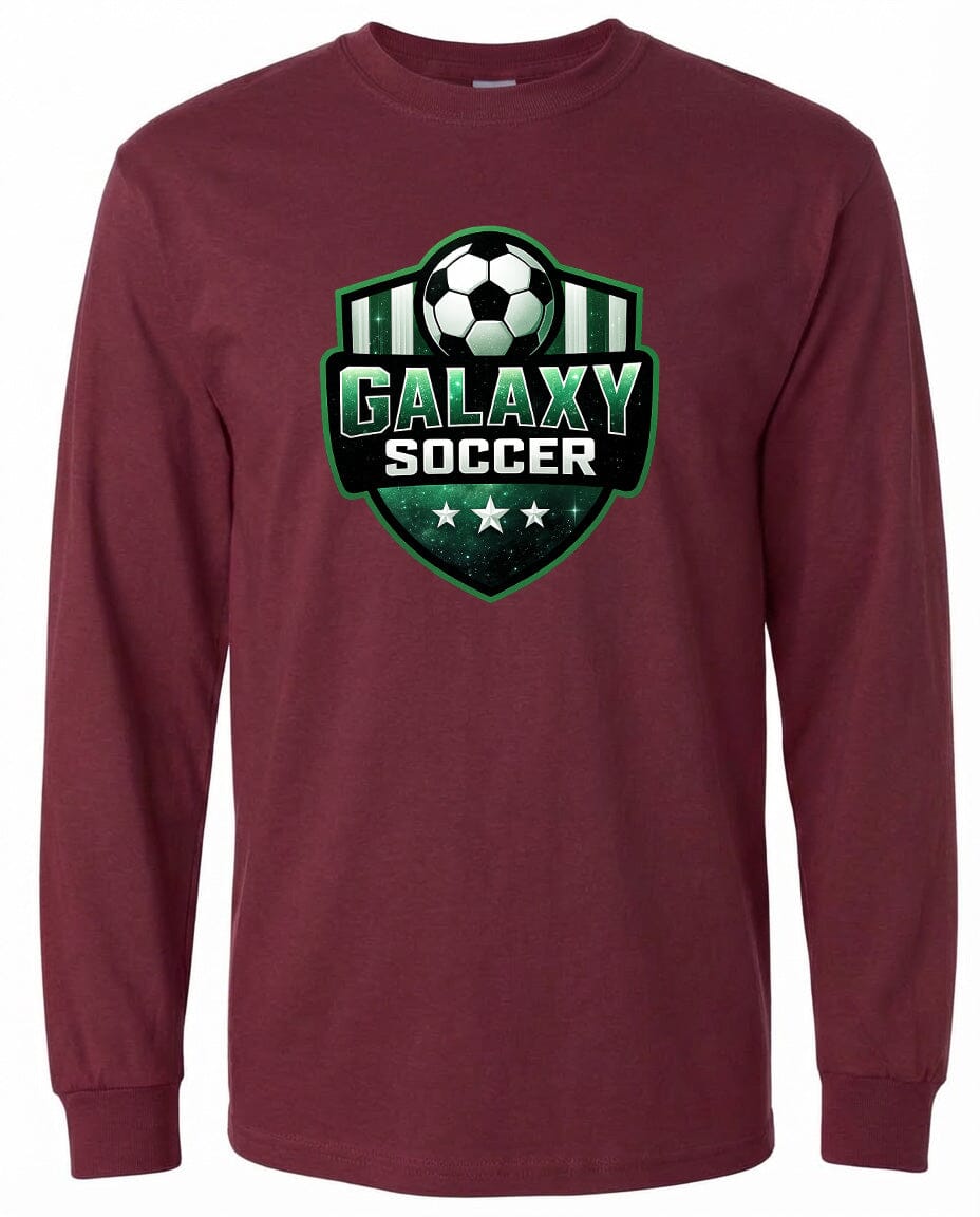 Adult Glittery Galaxy Crest Soccer Chest Logo T Shirt | Hoodie | Long Sleeve | Sweatshirt | Crew Neck | Tank Top Fiesta Doodle waterproof vinyl sticker. dishwasher safe outdoor sticker.
