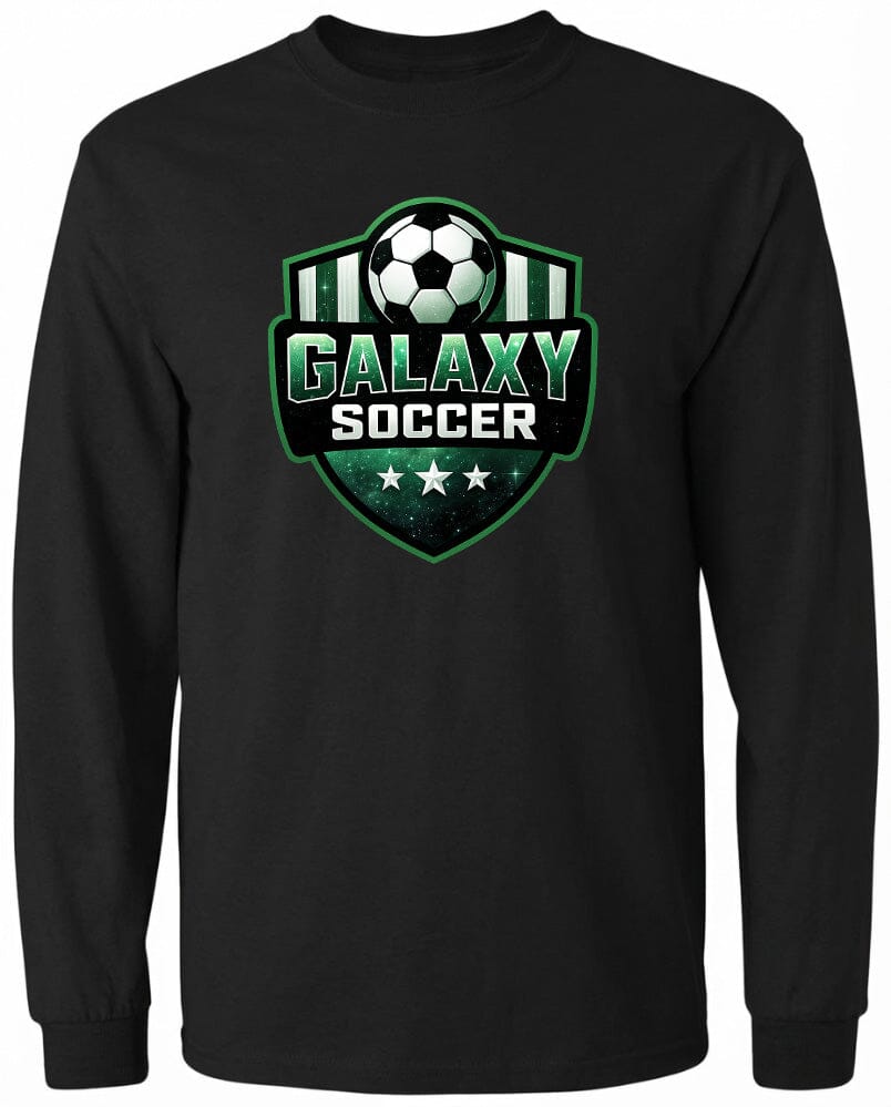 Adult Glittery Galaxy Crest Soccer Chest Logo T Shirt | Hoodie | Long Sleeve | Sweatshirt | Crew Neck | Tank Top Fiesta Doodle waterproof vinyl sticker. dishwasher safe outdoor sticker.