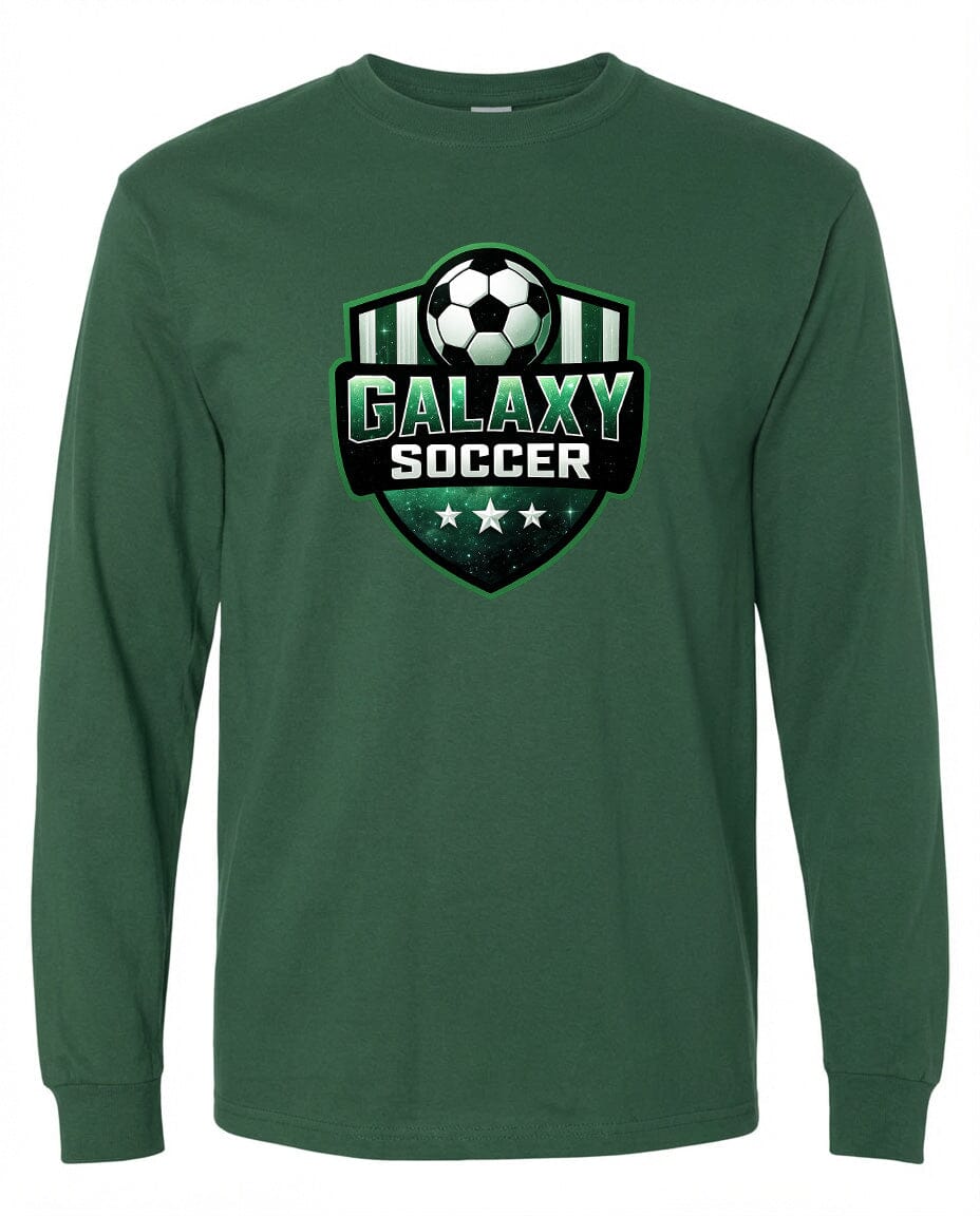 Adult Glittery Galaxy Crest Soccer Chest Logo T Shirt | Hoodie | Long Sleeve | Sweatshirt | Crew Neck | Tank Top Fiesta Doodle waterproof vinyl sticker. dishwasher safe outdoor sticker.