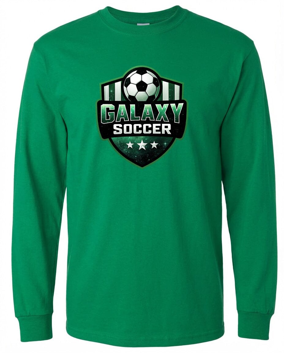 Adult Glittery Galaxy Crest Soccer Chest Logo T Shirt | Hoodie | Long Sleeve | Sweatshirt | Crew Neck | Tank Top Fiesta Doodle waterproof vinyl sticker. dishwasher safe outdoor sticker.