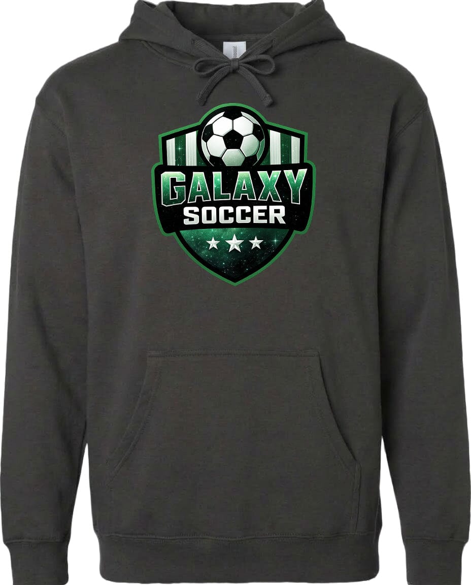 Adult Glittery Galaxy Crest Soccer Chest Logo T Shirt | Hoodie | Long Sleeve | Sweatshirt | Crew Neck | Tank Top Fiesta Doodle Midweight Hoodie XS Charcoal waterproof vinyl sticker. dishwasher safe outdoor sticker.