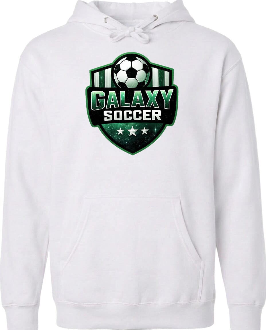 Adult Glittery Galaxy Crest Soccer Chest Logo T Shirt | Hoodie | Long Sleeve | Sweatshirt | Crew Neck | Tank Top Fiesta Doodle Midweight Hoodie XS White waterproof vinyl sticker. dishwasher safe outdoor sticker.