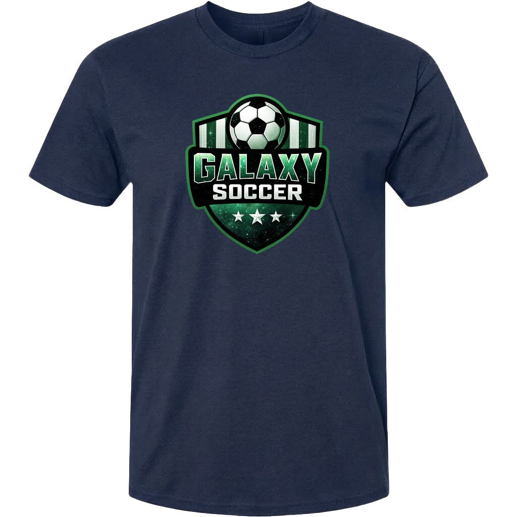 Adult Glittery Galaxy Crest Soccer Chest Logo T Shirt | Hoodie | Long Sleeve | Sweatshirt | Crew Neck | Tank Top Fiesta Doodle T Shirt XS Navy waterproof vinyl sticker. dishwasher safe outdoor sticker.