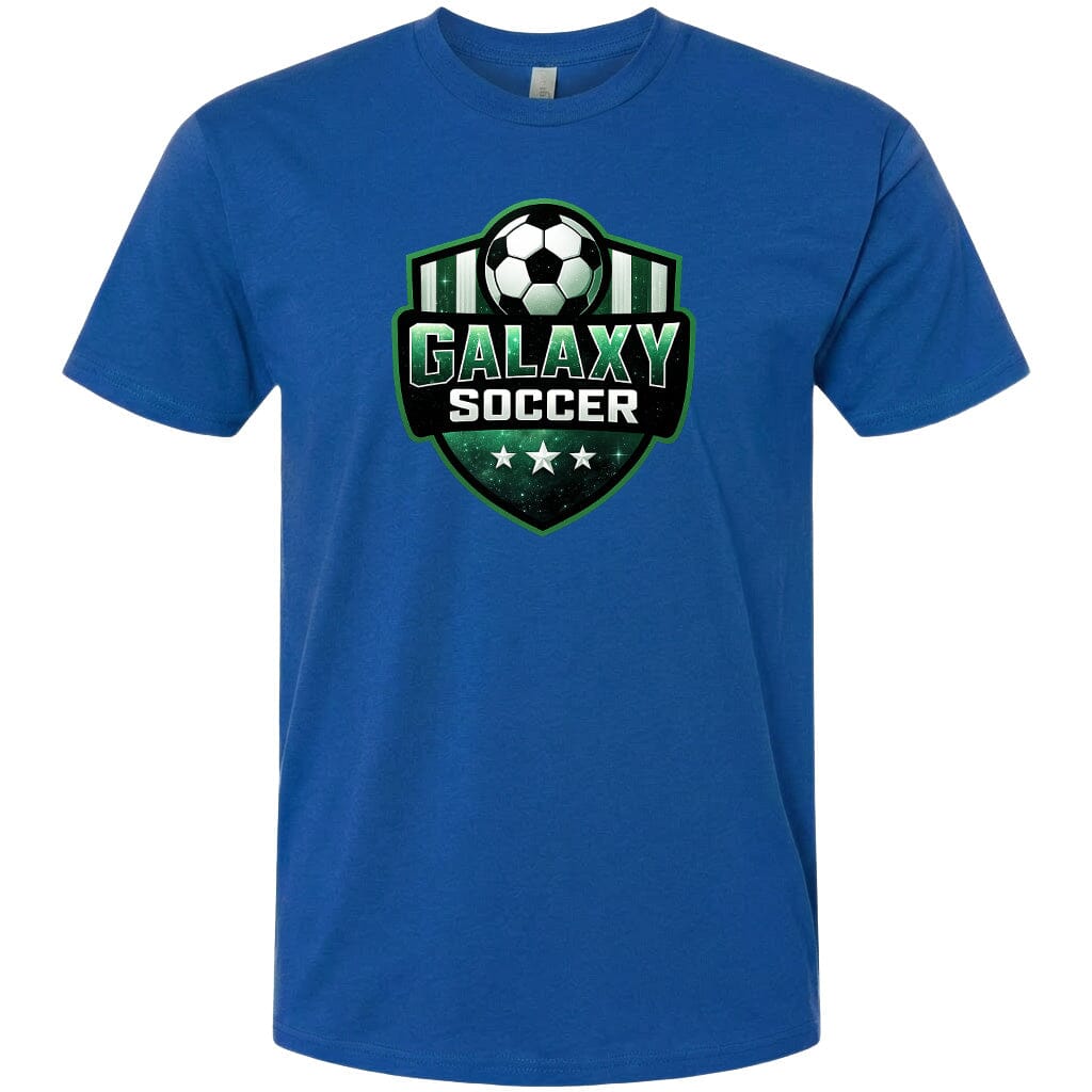 Adult Glittery Galaxy Crest Soccer Chest Logo T Shirt | Hoodie | Long Sleeve | Sweatshirt | Crew Neck | Tank Top Fiesta Doodle T Shirt XS Royal Blue waterproof vinyl sticker. dishwasher safe outdoor sticker.