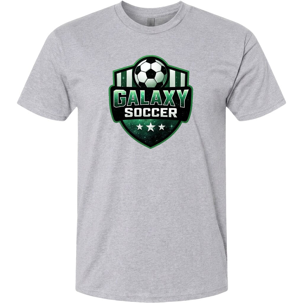 Adult Glittery Galaxy Crest Soccer Chest Logo T Shirt | Hoodie | Long Sleeve | Sweatshirt | Crew Neck | Tank Top Fiesta Doodle T Shirt XS Sport Gray waterproof vinyl sticker. dishwasher safe outdoor sticker.