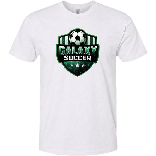 Adult Glittery Galaxy Crest Soccer Chest Logo T Shirt | Hoodie | Long Sleeve | Sweatshirt | Crew Neck | Tank Top Fiesta Doodle T Shirt XS White waterproof vinyl sticker. dishwasher safe outdoor sticker.