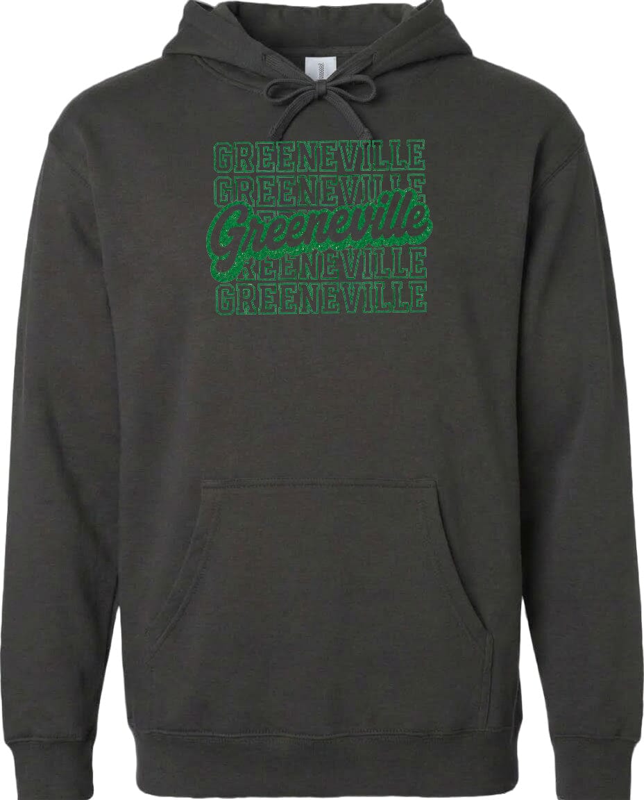 A black hoodie with a green graphic design on the front.