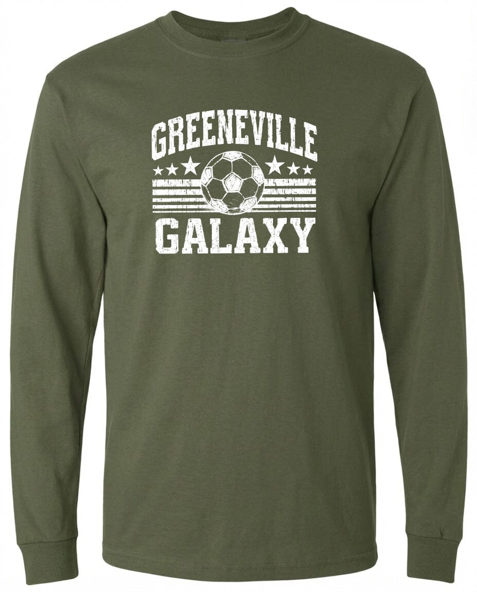 ADULT Greeneville Galaxy Ball Chest Logo T Shirt | Hoodie | Long Sleeve | Sweatshirt | Crew Neck | Tank Top Fiesta Doodle waterproof vinyl sticker. dishwasher safe outdoor sticker.