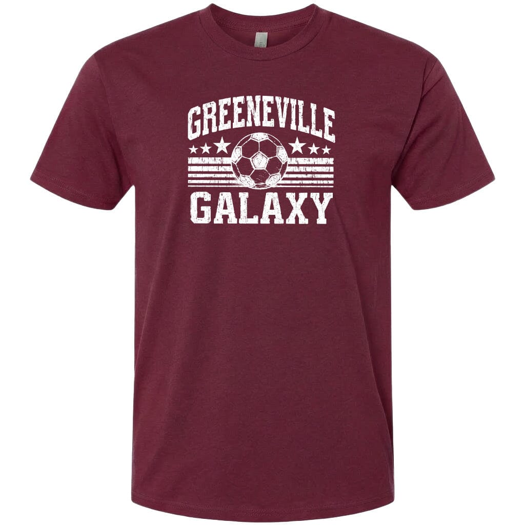 ADULT Greeneville Galaxy Ball Chest Logo T Shirt | Hoodie | Long Sleeve | Sweatshirt | Crew Neck | Tank Top Fiesta Doodle T Shirt XS Maroon waterproof vinyl sticker. dishwasher safe outdoor sticker.