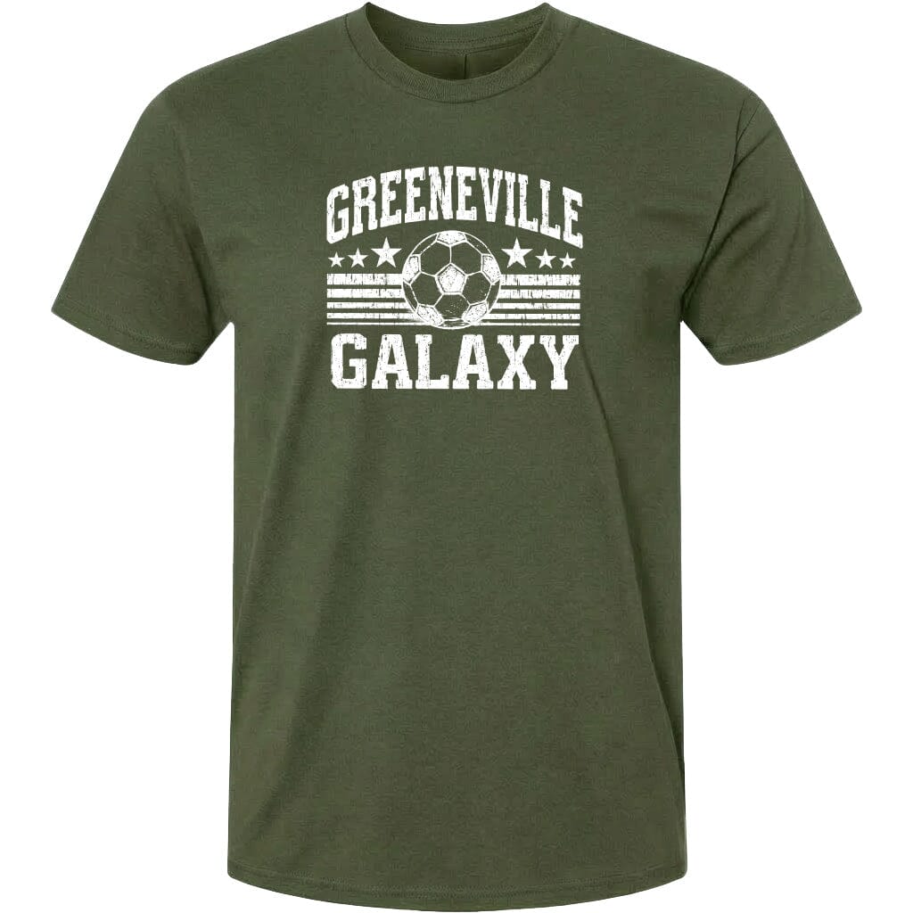 ADULT Greeneville Galaxy Ball Chest Logo T Shirt | Hoodie | Long Sleeve | Sweatshirt | Crew Neck | Tank Top Fiesta Doodle T Shirt XS Military Green waterproof vinyl sticker. dishwasher safe outdoor sticker.