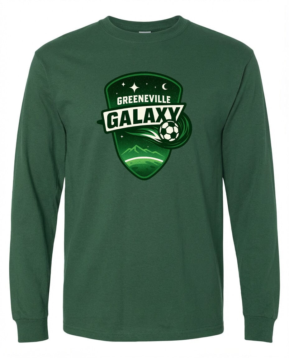 Adult Greeneville Galaxy Crest Chest Logo T Shirt | Hoodie | Long Sleeve | Sweatshirt | Crew Neck | Tank Top Fiesta Doodle waterproof vinyl sticker. dishwasher safe outdoor sticker.