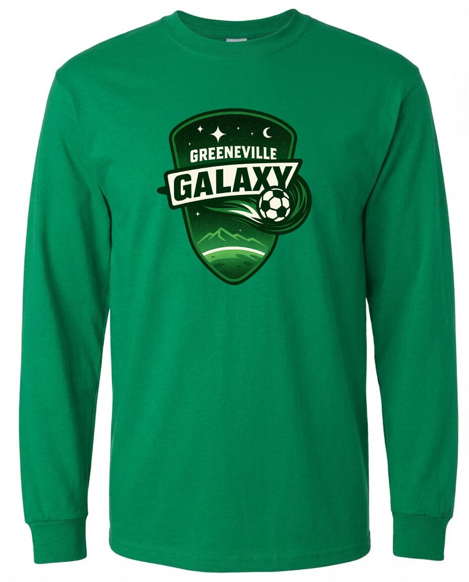 Adult Greeneville Galaxy Crest Chest Logo T Shirt | Hoodie | Long Sleeve | Sweatshirt | Crew Neck | Tank Top Fiesta Doodle waterproof vinyl sticker. dishwasher safe outdoor sticker.