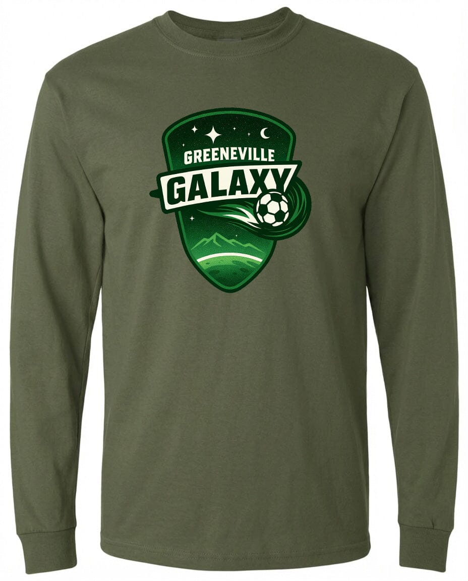 Adult Greeneville Galaxy Crest Chest Logo T Shirt | Hoodie | Long Sleeve | Sweatshirt | Crew Neck | Tank Top Fiesta Doodle waterproof vinyl sticker. dishwasher safe outdoor sticker.