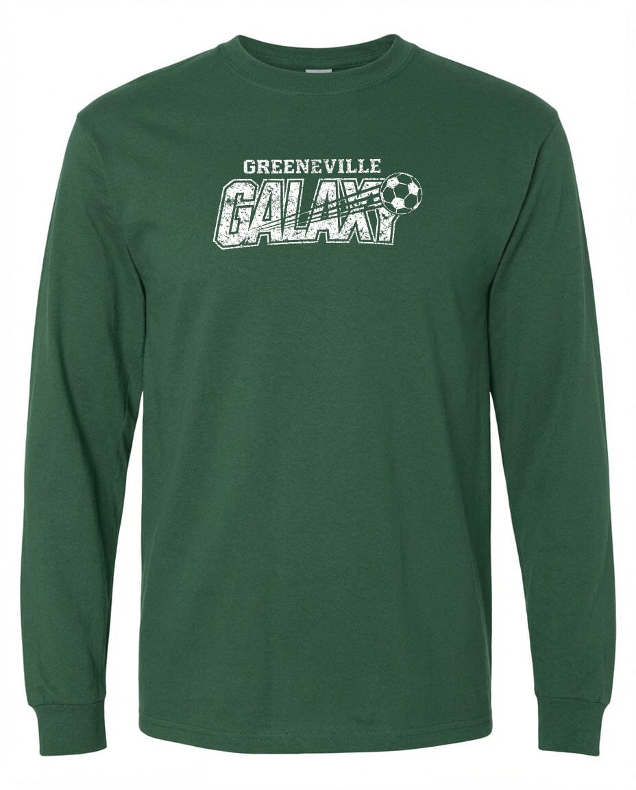 ADULT Greeneville Galaxy Distressed Chest Logo T Shirt | Hoodie | Long Sleeve | Sweatshirt | Crew Neck | Tank Top Fiesta Doodle waterproof vinyl sticker. dishwasher safe outdoor sticker.