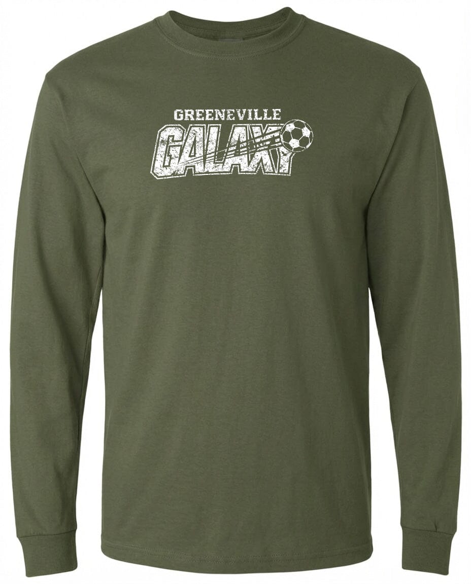 ADULT Greeneville Galaxy Distressed Chest Logo T Shirt | Hoodie | Long Sleeve | Sweatshirt | Crew Neck | Tank Top Fiesta Doodle waterproof vinyl sticker. dishwasher safe outdoor sticker.