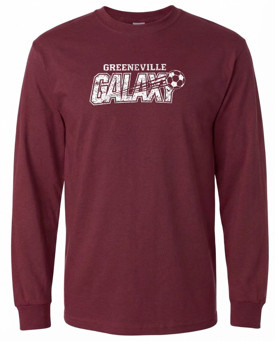 ADULT Greeneville Galaxy Distressed Chest Logo T Shirt | Hoodie | Long Sleeve | Sweatshirt | Crew Neck | Tank Top Fiesta Doodle waterproof vinyl sticker. dishwasher safe outdoor sticker.