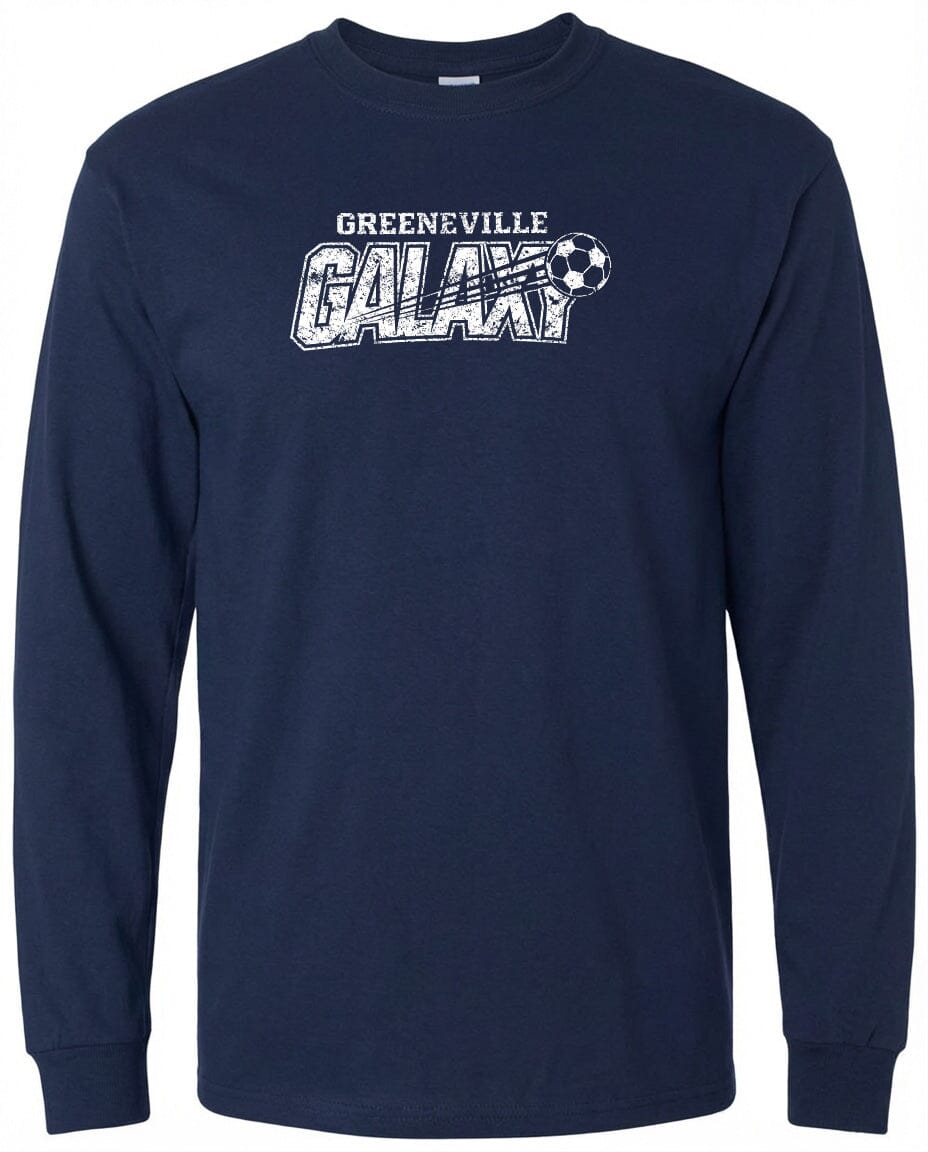 ADULT Greeneville Galaxy Distressed Chest Logo T Shirt | Hoodie | Long Sleeve | Sweatshirt | Crew Neck | Tank Top Fiesta Doodle waterproof vinyl sticker. dishwasher safe outdoor sticker.