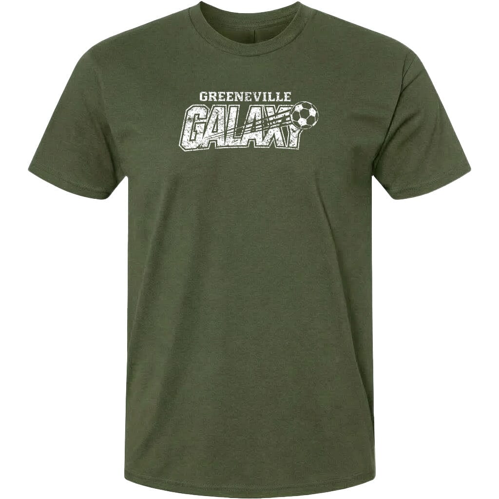 ADULT Greeneville Galaxy Distressed Chest Logo T Shirt | Hoodie | Long Sleeve | Sweatshirt | Crew Neck | Tank Top Fiesta Doodle T Shirt XS Military Green waterproof vinyl sticker. dishwasher safe outdoor sticker.